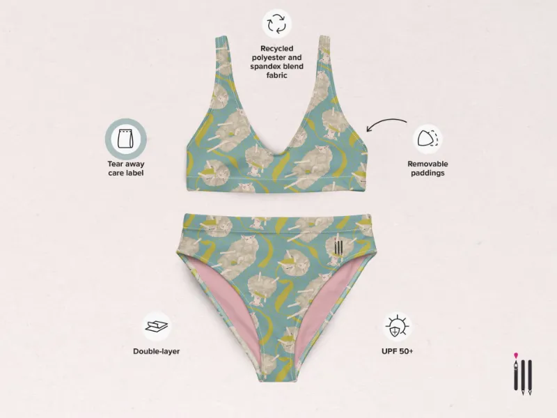 Strickende Schafe wollen mit schwimmen gehen – ein wolliger Badeanzug