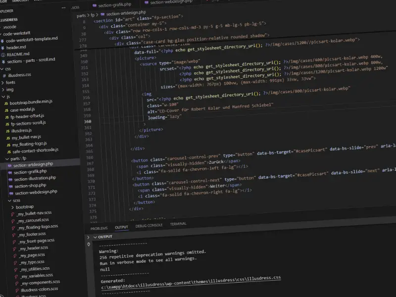 Sorgfältig codiert: Scss, Javascript, HTML5, PHP